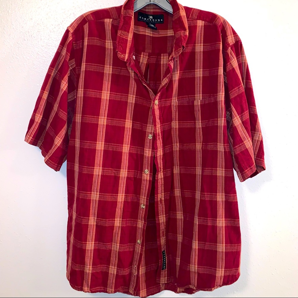 Consensus XL Plaid Sportswear Cotton Button Down Shirt